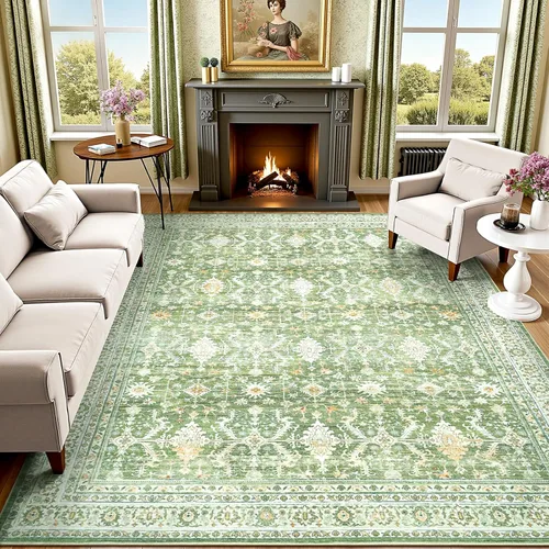 Miniatura 26 de Lofus Alfombra de pasillo de 2 x 10 pies para pasillos, alfombra verde lavable con parte trasera de goma antideslizante, alfombra suave de pelo bajo