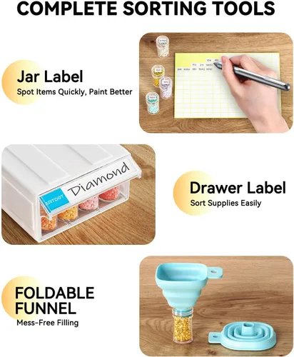 Miniatura 7 de ARTDOT Contenedor de almacenamiento de 30 ranuras para kits de arte de diamantes para adultos, cajas de almacenamiento portátiles de cuentas