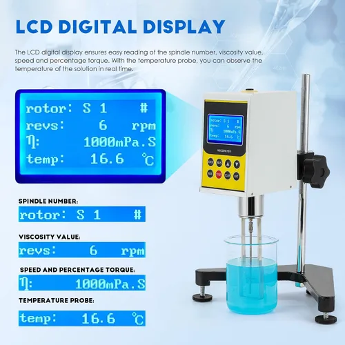 Miniatura 2 de CGOLDENWALL Visómetro rotatorio 110V/220V 1~2.000.000mPa.s del visómetro rotatorio de la viscosidad de NDJ-8S Digitaces Exactitud: ±5.0%