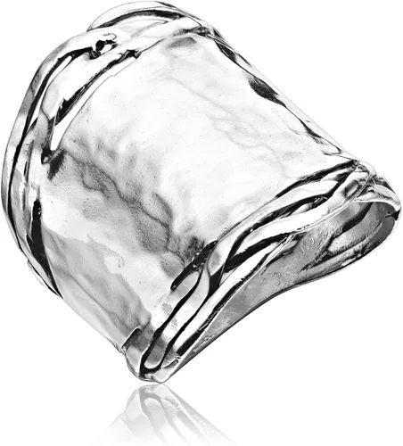 JEAN RACHEL JEWELRY Anillo de plata de ley 925, aspecto antiguo, hipoalergénico, sin níquel ni plomo, colección de diseñador artesanal hecha a mano,