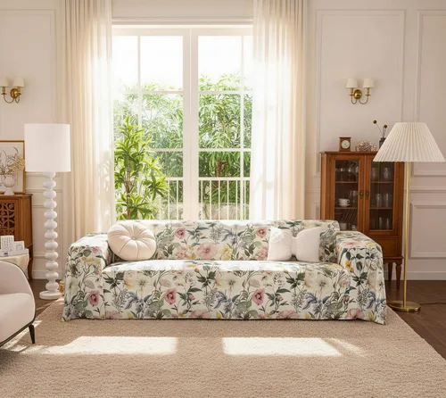 Erosebridal Funda de sofá floral vintage con diseño floral de amapola, protector de sofá con hojas bohemias, 71 x 91 pulgadas