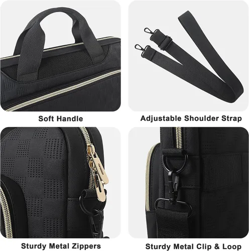 Miniatura 6 de DOMISO Bolsa para portátil de 15 a 15.6 pulgadas, maletín de negocios impermeable con correa de carrito para maleta, se adapta a computadora de 15.6