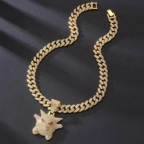 Miniatura 8 de MFJFHK Miami - Cadena de eslabones cubanos para hombre, chapado en oro dorado, collar de hip hop, cadena de diamantes para hombre, joyería de hip