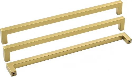 Miniatura 22 de Goldenwarm Paquete de 10 manijas cuadradas de bronce champán de 3 pulgadas (2.992 in) para armarios de cocina, armarios, aparadores y accesorios