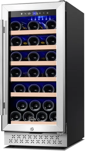 Miniatura 10 de Tylza Vitrina refrigerada para encimera, refrigerador comercial de 2.7 pies cúbicos/78L, vitrina con luz LED, puerta de vidrio doble, 32-54°F