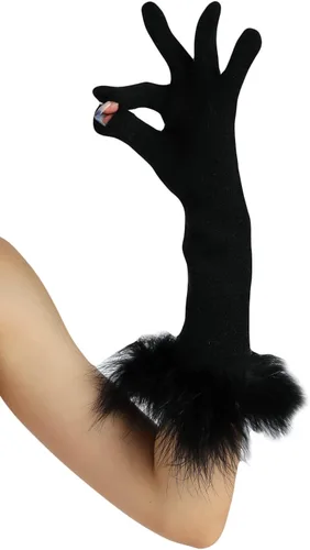 Miniatura 26 de Sahabowi Guantes de cuero para clima frío Manopla de lana cálida de invierno para mujeres