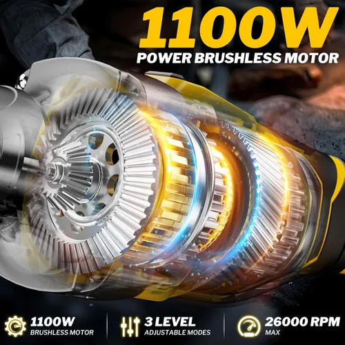 Miniatura 2 de Amoladora de troquel de frenado sin escobillas de 1100 W compatible con batería Dewalt de 20 V, velocidad variable de 3 niveles de hasta 26000 RPM