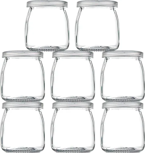 Mini frasco de vidrio de 5.3 oz / 7 oz con tapa para pudín, yogur, caviar, hierbas, gelatina, mermeladas, miel, especias - Apto para lavavajillas -