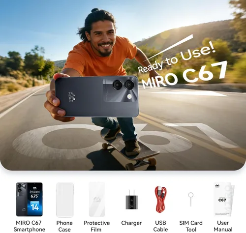 Miniatura 7 de MIRO Smartphone ultraligero 6.75" pantalla grande 4G+64GB interno (1TB almacenamiento expandible) 13MP AI Dual Cámara 5MP Cámara frontal 4900mAh