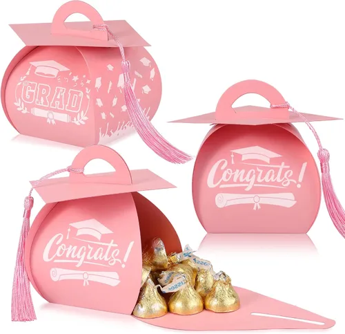 Miniatura 11 de TaoBary 30 cajas de dulces con tapa de graduación 2026, cajas de graduación de graduación, regalos de fiesta con borlas centros de mesa para Rojo