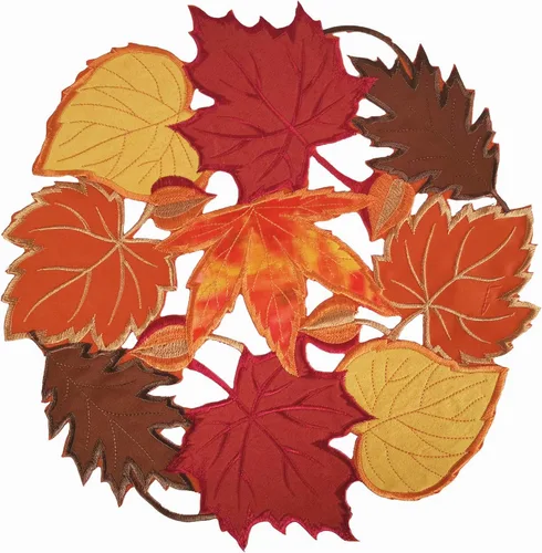 Juego de 4 manteles individuales de otoño de 14 pulgadas con apliques bordados de hojas de arce bordadas para el hogar, cena, vacaciones, cosecha y