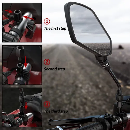 Miniatura 3 de 1PZ Espejos de motocicleta ATV con soporte de manillar de 7/8 pulgadas, compatible con motocicleta, scooter, ciclomotor, ATV, motos de nieve