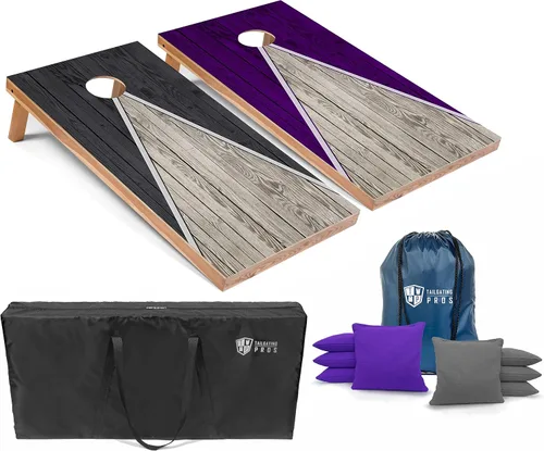 Miniatura 27 de Tailgating Pros Juego de tablero de Cornhole ligero con diseño piramidal con bolsas de frijoles y estuche de transporte, juego de cornhole