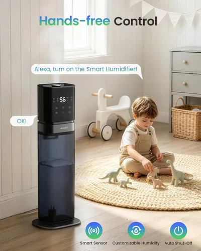 Miniatura 4 de Humidificador inteligente para habitación grande, humidificadores de 2.1 galón/8 litros para dormitorio con tubo extendido y luz nocturna, Azul