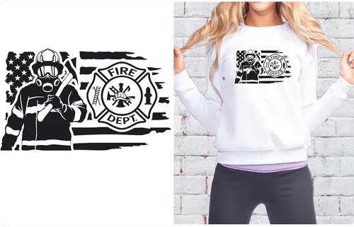 SEC Apparel Parches termoadhesivos de la familia de bomberos de la bandera estadounidense, calcomanías de transferencia de letras para camisetas,