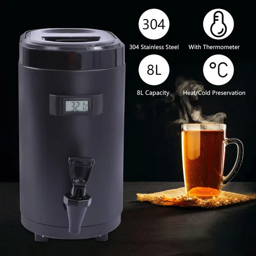 Miniatura 3 de Dispensador de bebidas aislado, dispensador de bebidas frías y calientes de acero inoxidable de 8 litros/2.11 galones, dispensador de bebidas