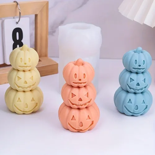 Miniatura 6 de Molde de vela de calabaza, molde de silicona de calabaza de terror 3D, molde de silicona reutilizable para velas de bricolaje, jabón hecho a mano
