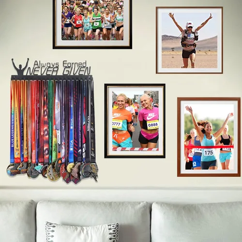Miniatura 4 de Goutoports Exhibidor Colgador de Medallas - She Believed She Could She Did - Colgador de Pared Personalizado para Medallas de Corredor de Carreras