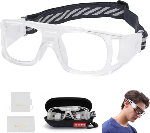 Miniatura 13 de SooGree Sports Glasses - Racquetball Goggles Basketball Football Eye Protective Almohadilla de nariz blanca con marco gris G8042