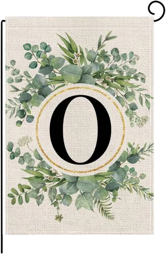 Miniatura 18 de wyooxoo Bandera de jardín floral con monograma de letra H de 12 x 18 pulgadas, doble cara para exteriores, familia, apellido, bandera inicial