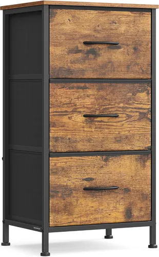 Miniatura 34 de SONGMICS Cómoda para dormitorio, cómoda, acero, MDF, 4 cajones de tela no tejida, unidad organizadora de almacenamiento, armario, entrada, negro