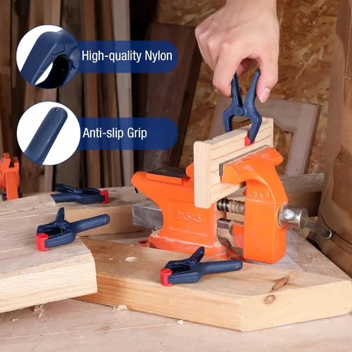 Miniatura 5 de WORKPRO Juego de abrazaderas de resorte, 16 piezas de abrazadera de resorte de nailon de 3-3/8 pulgadas con almohadillas de mandíbula ajustables