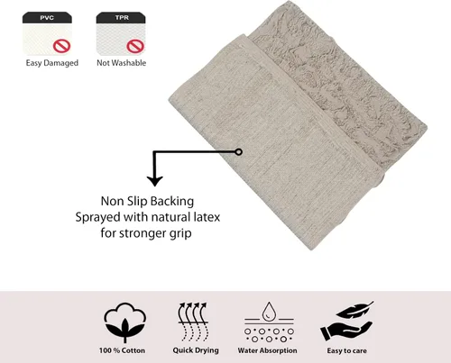 Miniatura 7 de Home Weavers Bell Flower Collection - Tapetes de baño copetudos 100 % algodón, extrasuaves y absorbentes, antideslizantes, lavables a máquina, lino