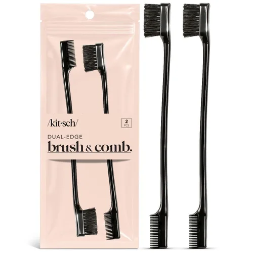 Miniatura 2 de Kitsch Cepillos para el cabello de doble cara con control de bordes para mujer, cepillo de borde con cerdas de nailon suaves, para flequillo, línea