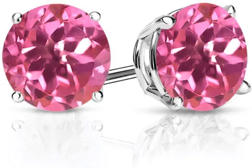 Miniatura 22 de Gem Stone King Aretes de plata de ley 925 con piedra natal redonda de 0.276 in para mujer