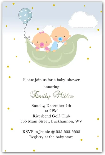 30 invitaciones Sweet Pea Gender Reveal o Twins Girl Boy Baby Shower Photo Paper