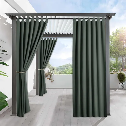 Miniatura 20 de RYB HOME - Cortinas opacas para interior y exterior, cortinas para patio o terraza, cortinas exteriores con pestaña Crema Beige