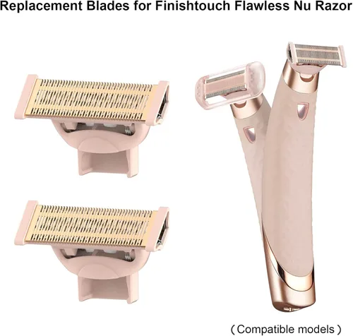 Miniatura 4 de 2 cabezales de repuesto LinMei Nu Shaver compatibles con Finishtouch Flawless Women Nu Razor con bolsa, 2 cepillos de limpieza Hoja de afeitar Nu