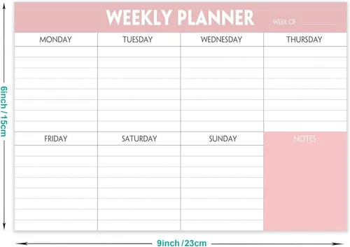 Miniatura 6 de Bloc de planificación semanal: bloc de lista de tareas pendientes con horario diario y calendario, 52 hojas, papel de 3.53 oz/m², bloc de notas