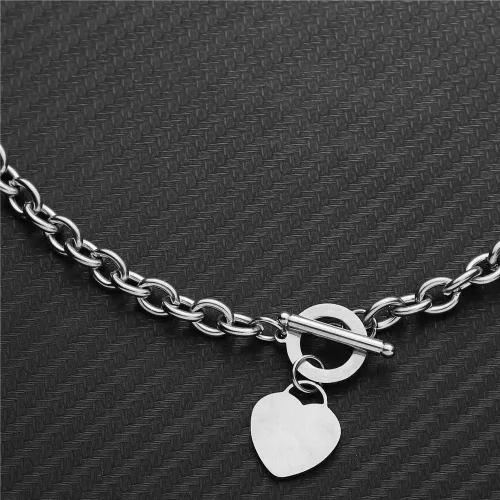 Miniatura 5 de WangGao Elegent Love - Cadena de eslabones de acero inoxidable en blanco con dije de corazón para mujer, cierre de palanca, Metal