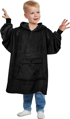 Miniatura 18 de Catalonia - Sudadera con capucha de gran tamaño para niños, sudadera de forro polar portátil con bolsillo frontal grande, para niños de 4 a 12 años