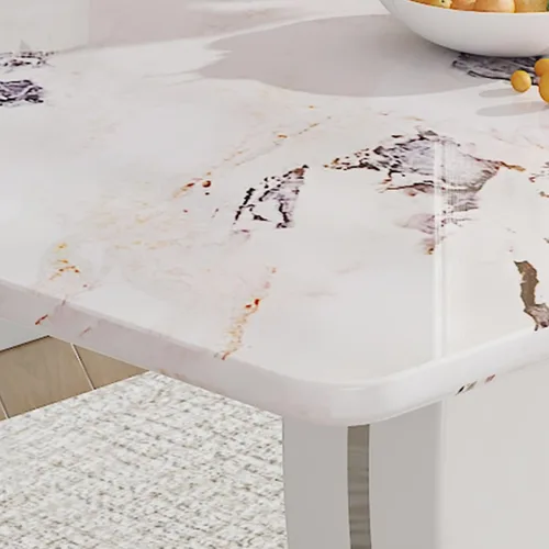 Miniatura 7 de JUFU Mesa de comedor de mármol sintético de 63 pulgadas para 4-6 personas, moderna mesa rectangular de cocina y comedor, mesa de MDF de aspecto