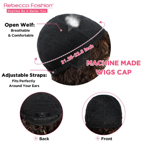 Miniatura 5 de Rebecca Fashion Pelucas de cabello humano rizado corto para mujeres negras, parte lateral, linda peluca rizada estilo Bob, brasileña Remy, sin