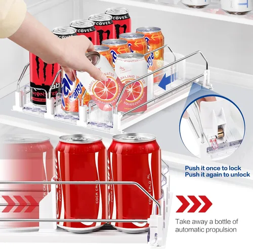 Miniatura 2 de Organizador de bebidas para mini refrigerador, dispensador automático de bebidas para refrigerador, organizador de latas de soda para bebidas
