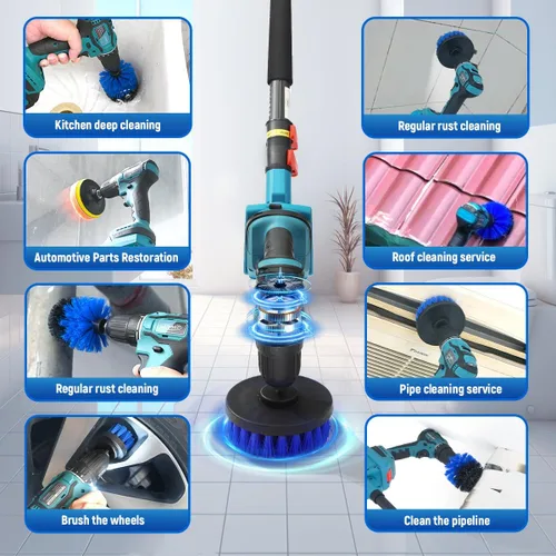 Miniatura 4 de Taladro telescópico inalámbrico 2 en 1, herramienta de limpieza de taladro de potencia máxima de 20 V con 2 baterías y cargador de 2.0 A, poste