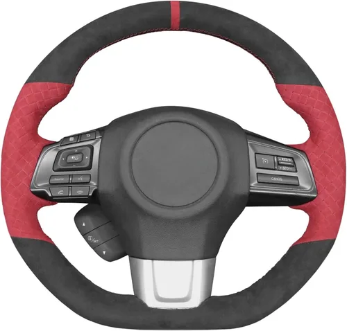 Miniatura 5 de MEWANT Funda de volante de automóvil transpirable cosida a mano para Subaru WRX 2015-2021 / WRX STI 2015-2021, accesorios para volante Subaru WRX