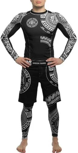 Miniatura 4 de Hardcore Training Camiseta de compresión para hombre, manga larga, Jiu Jitsu, MMA No-Gi, BJJ apretada, capa base de combate