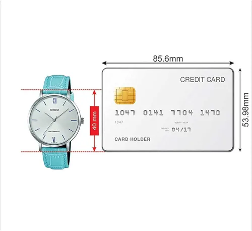 Miniatura 7 de Casio LTP-VT01L-7B3 - Reloj analógico con esfera plateada y correa de piel azul para mujer