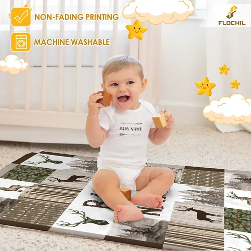 Miniatura 4 de FLOCHIL Manta de bebé personalizada para niños, manta de bebé personalizada con nombre, manta de bebé de bosque personalizada, regalo para baby
