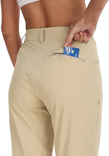 Miniatura 4 de MoFiz Women 13" Slim Fit Cargo Hiking Shorts Knee Length Elastic Waistband Women Golf Shorts with Right Thigh Zip Pocket