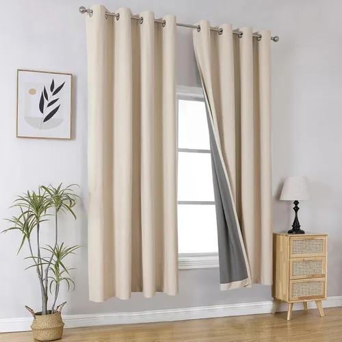 Miniatura 82 de Joydeco - Juego de 2 paneles de cortinas opacas de 63 pulgadas, 2 cortinas largas con aislamiento térmico burg, cortinas de oscurecimiento