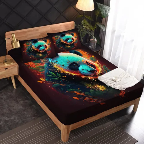 Miniatura 32 de Juego de sábanas de tamaño King, sábanas de conejo, sábanas de microfibra y fundas de almohada de 4 piezas, juego de sábanas con estampado colorido