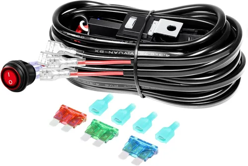 Miniatura 9 de SKYWORLD Kit de arnés de cableado de 1 cable de 10 pies para barra de luz de trabajo LED, interruptor de encendido/apagado de 14 V, kit de arnés