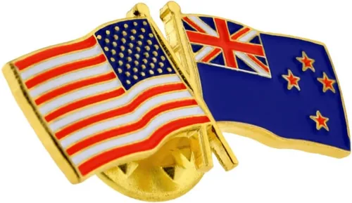 Miniatura 33 de PinMart Pin de solapa esmaltado con bandera de la amistad cruzada de Estados Unidos y el mundo