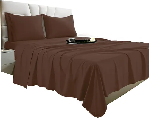 Miniatura 15 de Vacco Juego de sábanas tamaño Queen, sábanas y fundas de almohada de 4 piezas para hotel de lujo de la serie 1800, sábanas ultrasuaves