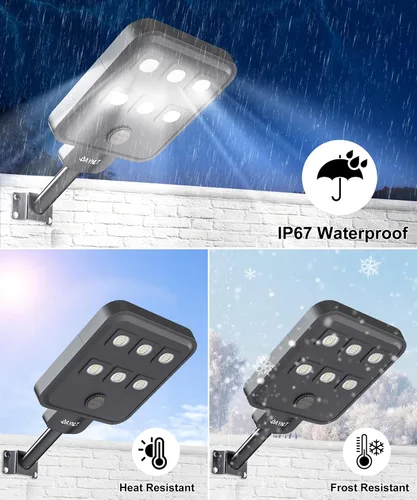 Miniatura 6 de JAYNLT X-8000W Luces de calle solares para exteriores, luces comerciales ultragrandes de 6500K para estacionamiento del atardecer al amanecer, luz